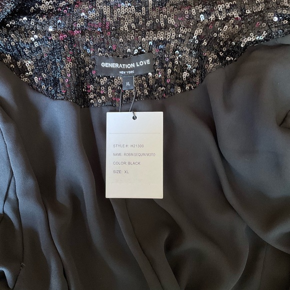 Black Sequin Motocycle Jacket - Picture 2 of 5